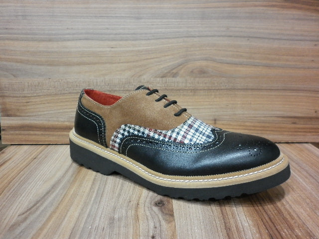 Zapato Casual Caballero ZULL Color Negro-Cafe en Piel