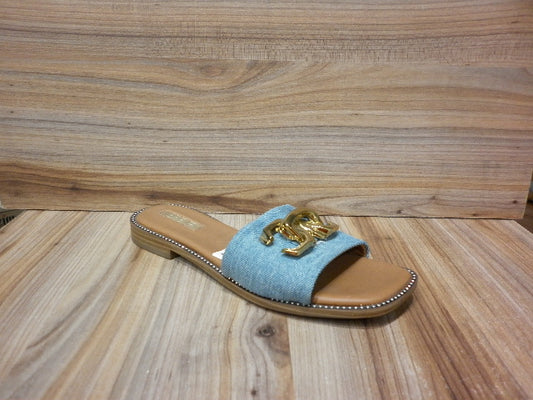 Sandalias EFE Dama Color Azul Mezclilla con Herraje 242701A