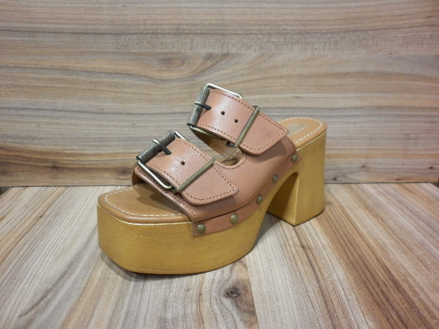Sandalias Con Tacón de Plataforma EFE Color Beige de piel 248601