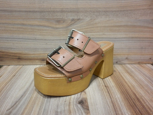 Sandalias Con Tacón de Plataforma EFE Color Beige de piel 248601