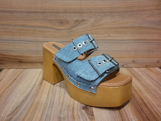 Sandalias con Tacón de Plataforma EFE Dama Color Azul Mezclilla 248601A